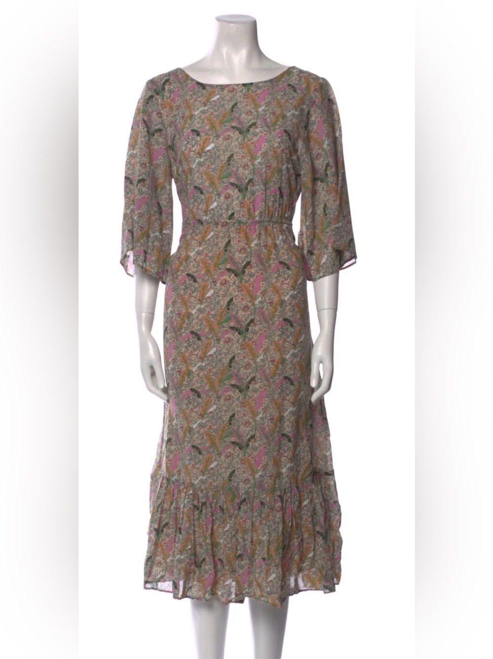 ba&sh pink green beige maxi dress size Small
